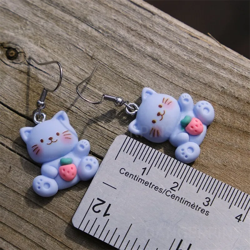 Blueberry cat earrings, cat jewelry. Cute cat gifts. Cat ear jewelry, kawaii earrings, gifts