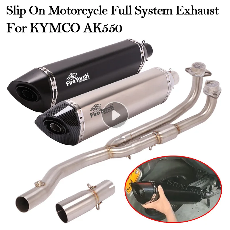 

Full System For KYMCO AK550 AK 550 Motorcycle Exhaust Escape Moto DB Killer Modified Muffler Front Mid Middle Link Pipe Slip On