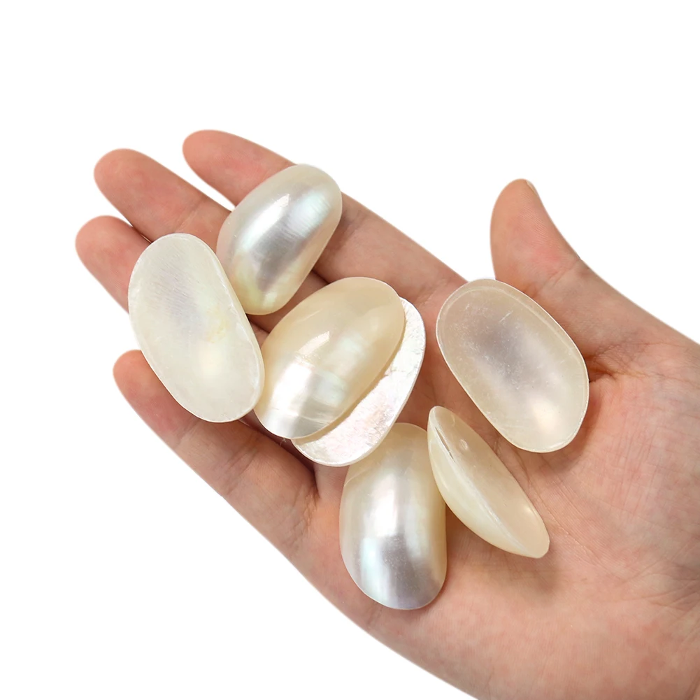 Natural Ocean Mussel Shell Oyster Oval Dome Aurora Single Sided Convex Pendant DIY Women Necklace Charm Handmade Jewelry Making