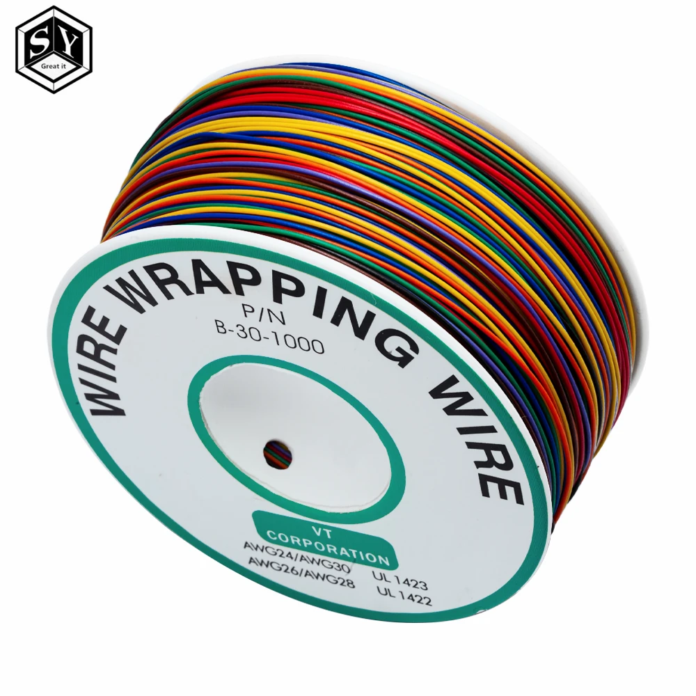 Wrapping Wire 8 30AWG Insulation Wire B-30-1000 UL1423 0.25mm Tinned Copper Solid PVC Cable Breadboard Jumper Wire Connector