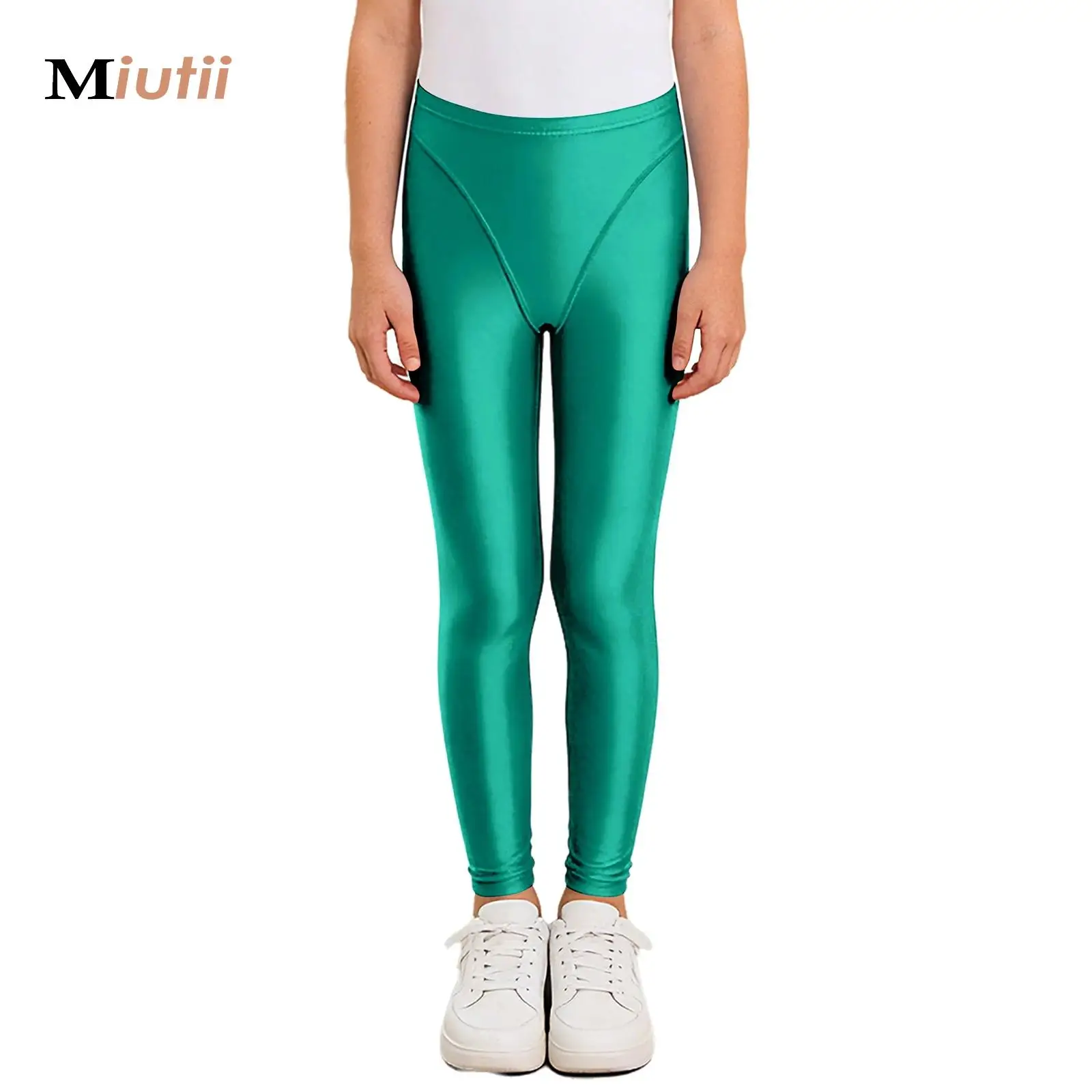 

Детские леггинсы с блестящим гладким эластичным поясом для девочек, колготки, эластичные облегающие брюки для занятий спортом, йоги, тренировок, балета