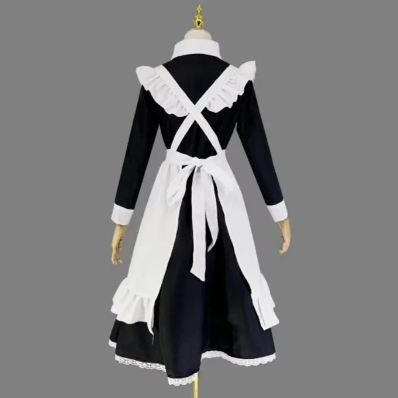 Cute Maid Dress Maid Outfit Apron Dress Cross Dressing Housekeeper Dress Uniforms Halloween Cosplay Costume Pink Color Blue