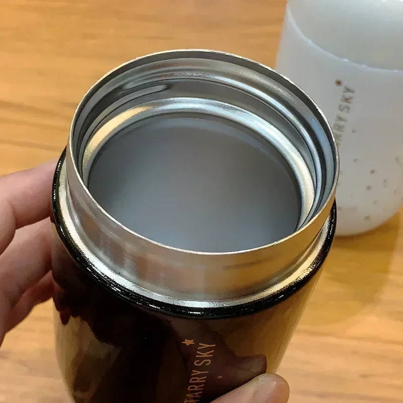 زجاجة ترمس على طراز ستاربكس - سماء مرصعة بالنجوم صغيرة 200 مل كوب قهوة مقاوم للتسرب بسعة صغيرة 304 قارورة مفرغة من الفولاذ المقاوم للصدأ #4