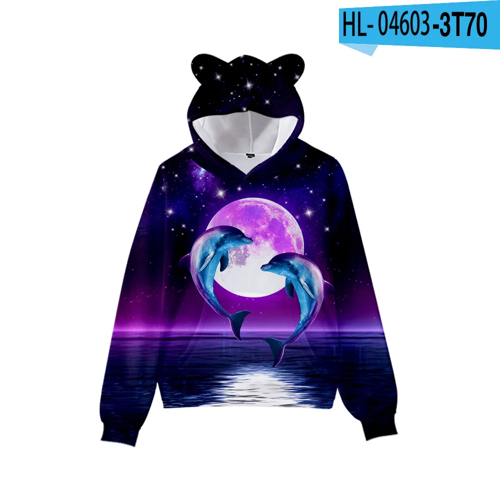 

2023 Animal Dolphin Kids Hoodie for Boys Girls Sweatshirt Streetwear y2k Kawaii Cat Ear Pullover Hooded Jacket