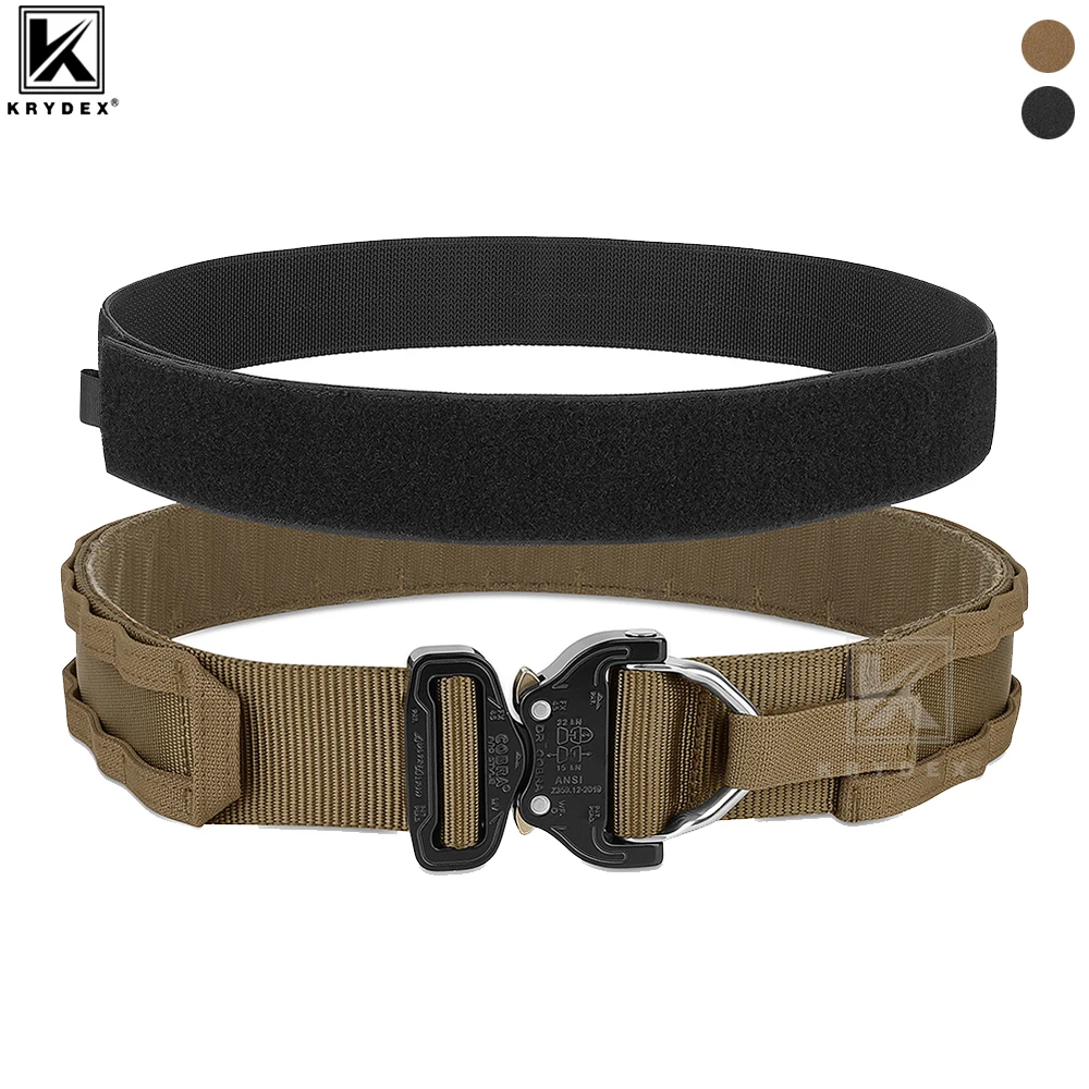 

KRYDEX Tactical Original Cobra Buckle Rigger Men Belt MOLLE 1.75" Inner Belt 2" Outer Heavy Duty Range Belts For Outdoor Hunting