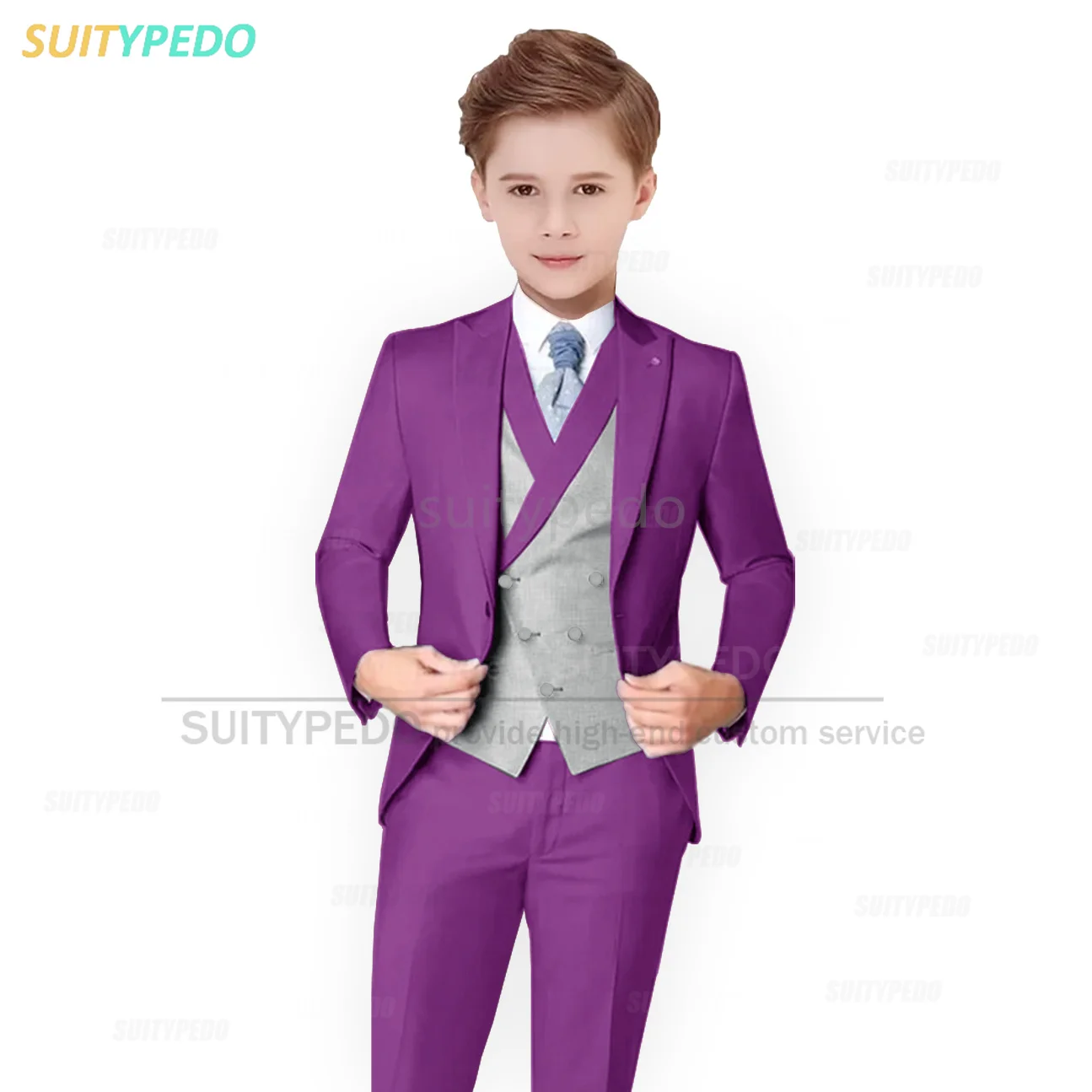 Big Boys Suit Sets Fashion Prom Elegant Blazer Vest Pants 3 Pieces Child Party Formal Outfits Luxury Flower Kids Wedding Tuxedos