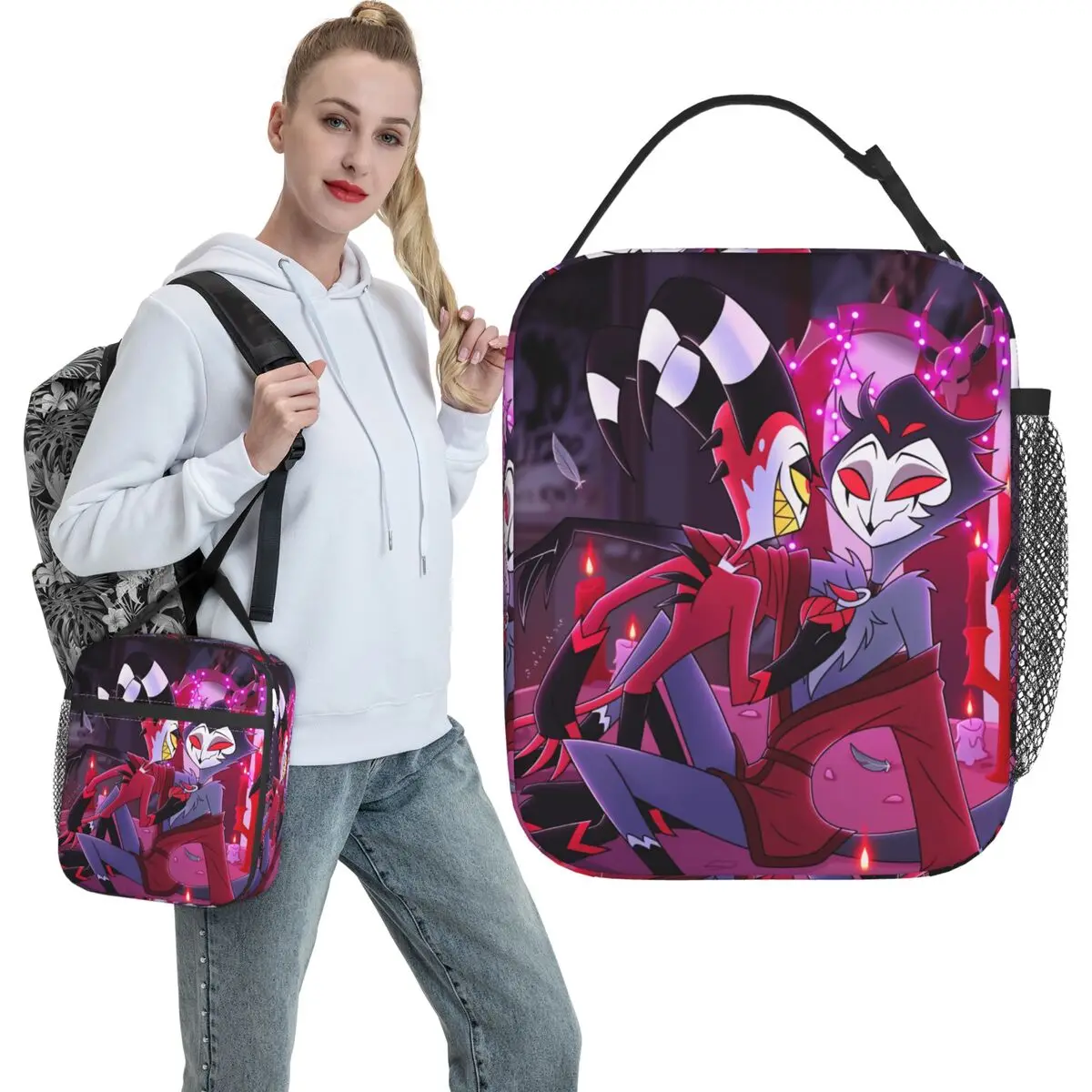 

Stolas X Blitz Lunch Bag For Girls Helluva Boss Custom Lunch Box Cute Office Bag Portable Waterproof Thermal Tote Handbags