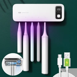 UV Toothbrush Sterilizer Rechargeable Fast Drying Wall-mounted Tooth Brush Holder With LED Display For Bathroom