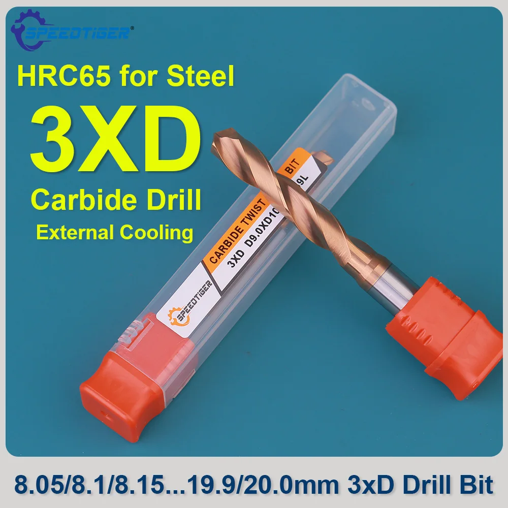 

SPEEDTIGER 8.05-20mm 3XD Tungsten Carbide Twist Drill Bits CNC Machining Tool for Metal Stainless Steel 8.5 8.2 9.05 9.2 9.3 9.5