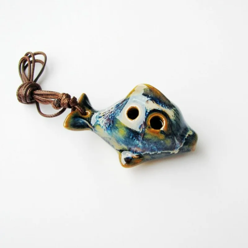 Ceramic Small Fish Ocarina 6-hole AC Key for Beginners 6-hole Alto C Key National Blow Instrument