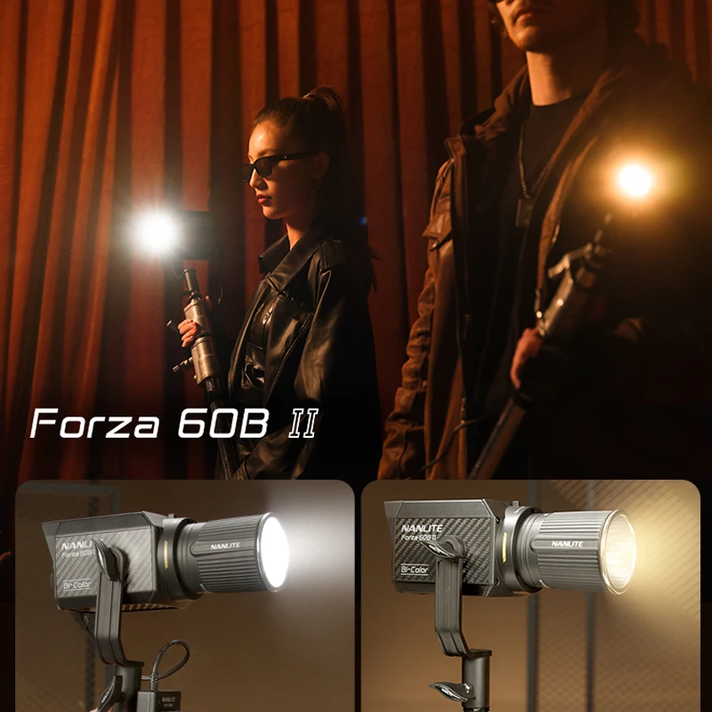 Imagem -02 - Nanlite-forza 60 60b ii Led Fotografia Luz Monolight ao ar Livre Iluminação Cob Flash Strobe Lamp bi Color 60w 2700k6200k