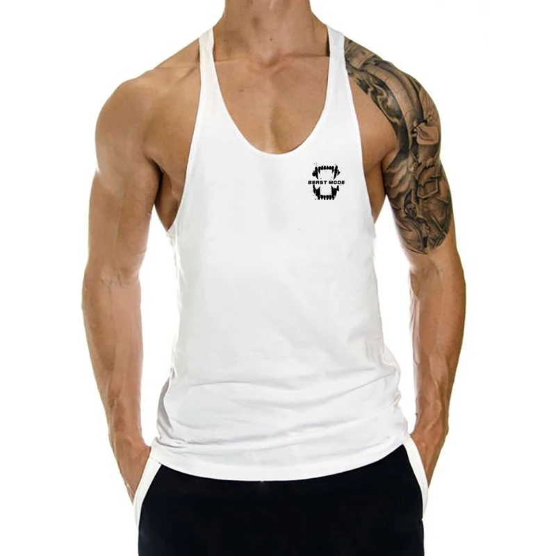 Men\'s Tank Tops GYM Clothing Sleeveless Shirt for Bodybuilding Built to Last from Cotton Comfortable Y Back Fitness Running Vest