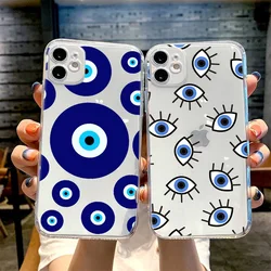 Lucky Eye Blue Evil Eye Print Phone Case For iPhone 15 14 13 12 11 Pro Max Mini XR X XS 7 8 Plus Cover Clear Shockproof Fundas