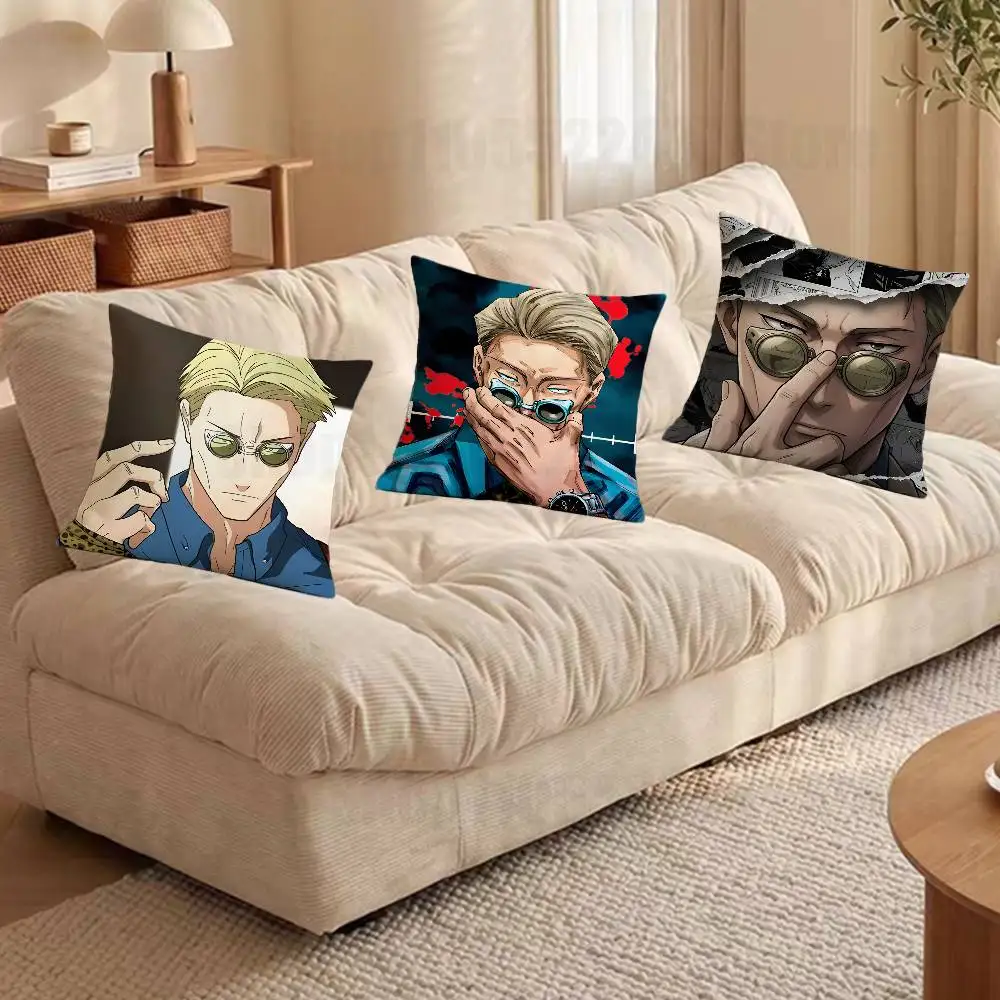 Cartoon Kento Nanami Print Throw Pillow Cover Square Cushion Case for Living Room Bedroom Decor