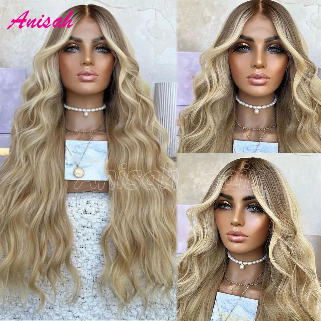 

100% Remy Hair Colored Highlight Blonde Wavy 13x4 HD Transparent Lace Front Human Hair Wigs Glueless Lace Frontal Wig For Women