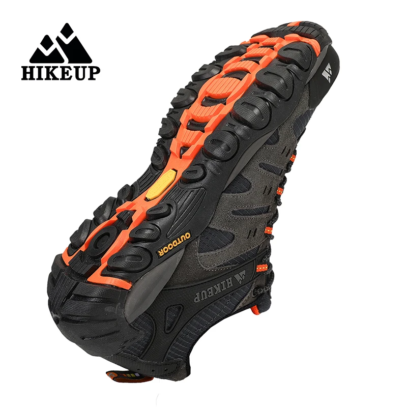 HIKEUP-Sapatos de caminhada de couro para homens, resistente ao desgaste, esporte ao ar livre, renda, escalada, trekking, tênis de caça, nova chegada