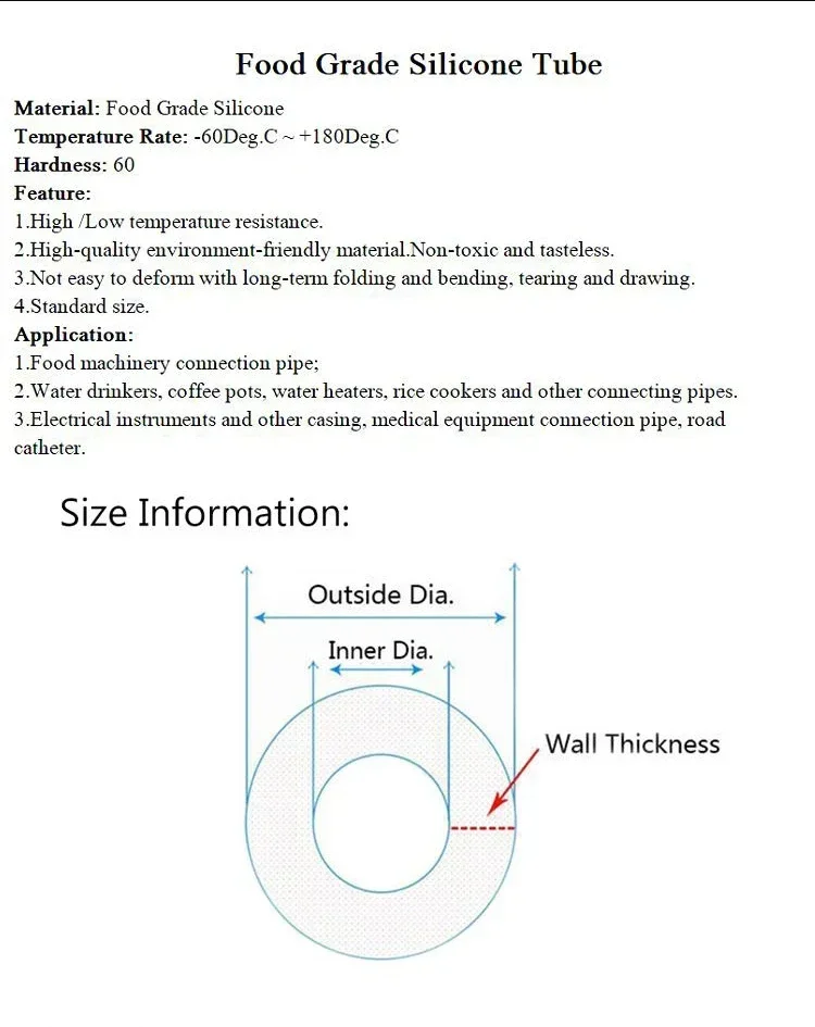 1/5/10m Food Grade Silicone Rubber Hose 2x4mm 3x5mm 4x6mm 4x7mm 5x7mm 6x8mm Flexible Nontoxic Soft Silicone Tube