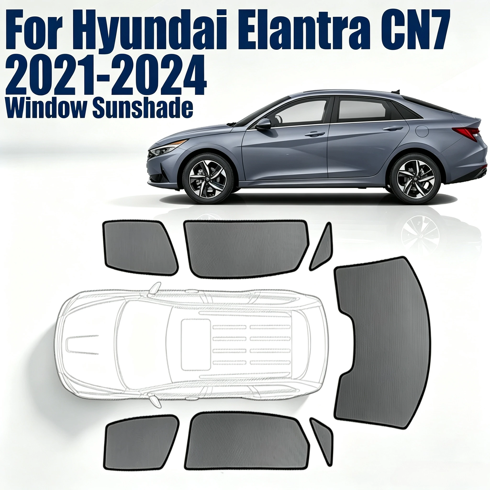 For Hyundai Elantra CN7 2021 - 2024 Custom Magnetic Car Window Sunshade Curtain Mesh Front Windshield
