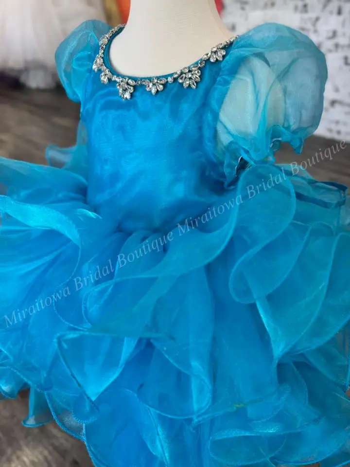 Paillettes Cupcake fille Pageant robe mancherons jaune court petit enfant anniversaire amusant mode Cocktail robe de soirée infantile enfant en bas âge Miss