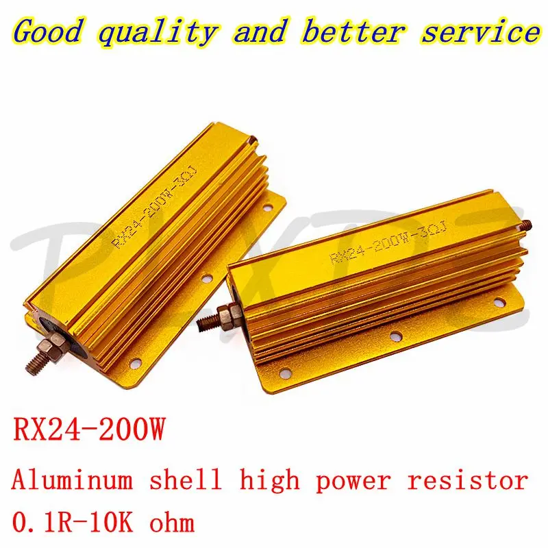 Rezystor drutowy o mocy 200 W RX24 z aluminiową powłoką metalową 0, 1~10K 0.15 0.2 0.5 1 2 3 4 6 8 15 20 100 150 200 300 1K 10K ohm