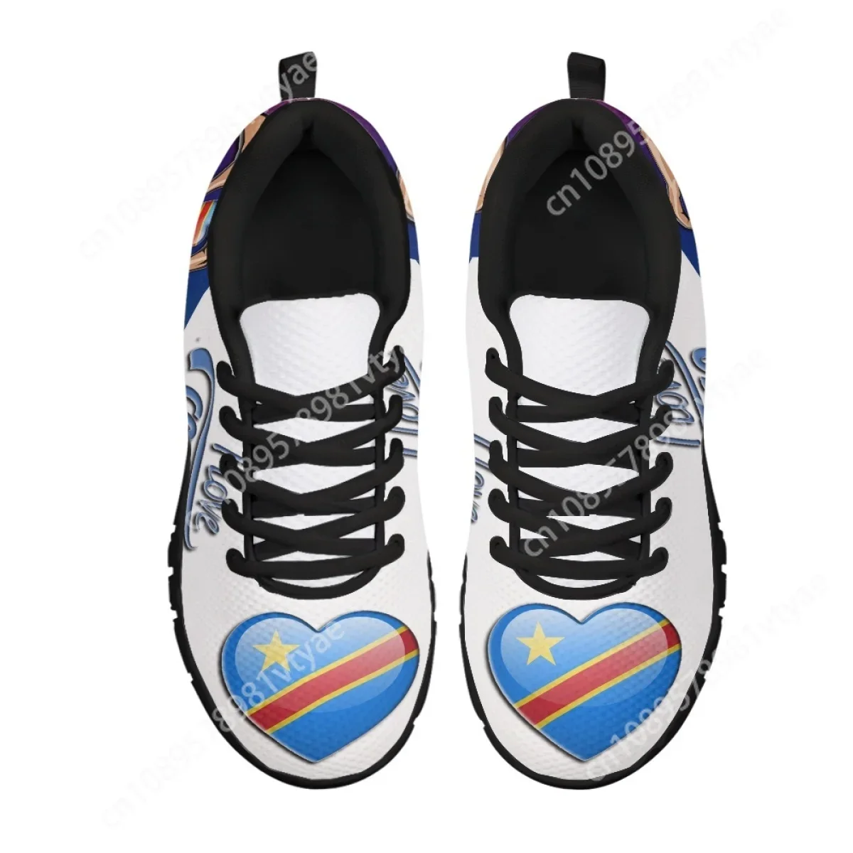 Custom Made New Style Round Toe Flats Flag of Congo Love Print Women Casual Sneakers Dirt Resistant Tennis Shoes Light Footwear