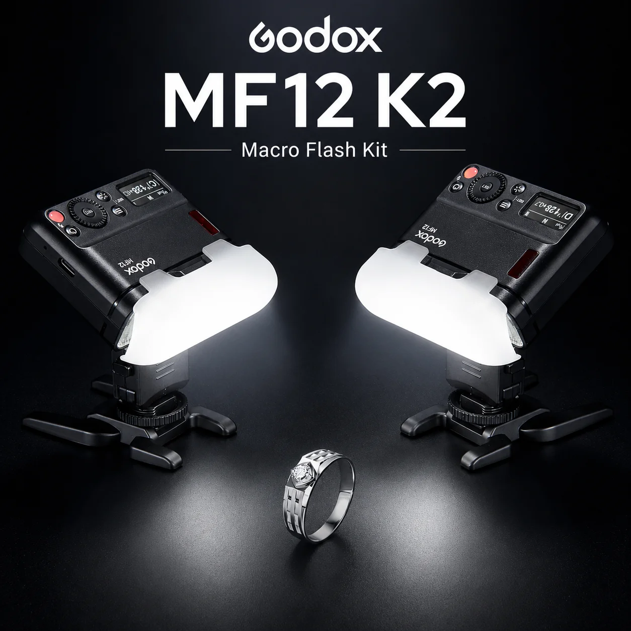 Flash Macro para Cámara Godox MF12-K2 TTL, Kit de Flash Inalámbrico de 2.4 GHz para Cámaras Sony, Canon, Nikon, Fuji, Olympus, Pentax