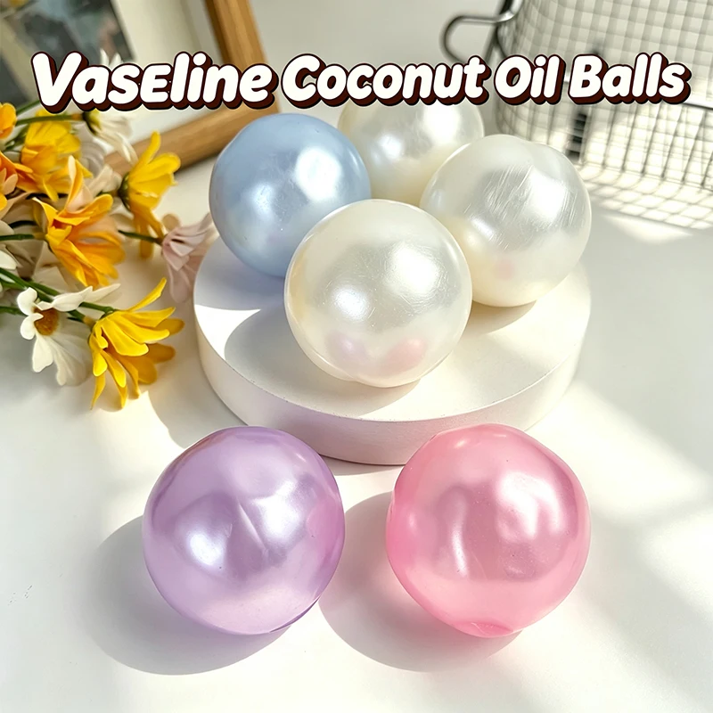 Vaseline Coconut Oil Filled Pearl Squishy Ball Toy Transparent Multicolor Shapeable Portable Sensory Stress Relief Autism Gift