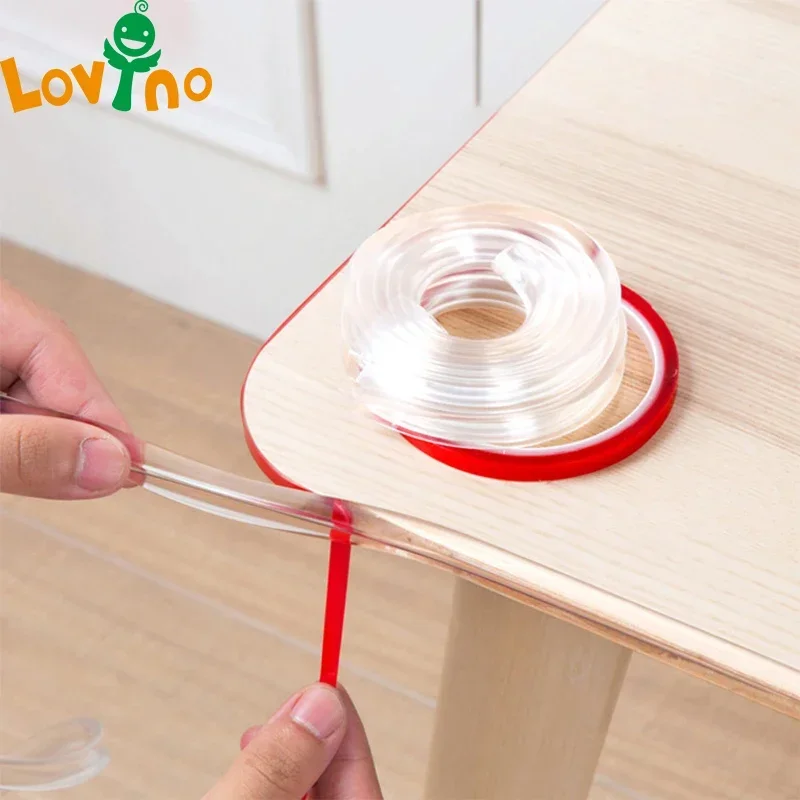 Protector transparente para bordes de mesa, protectores de esquina para muebles, tira de parachoques con cinta de doble cara para armarios, mesas y