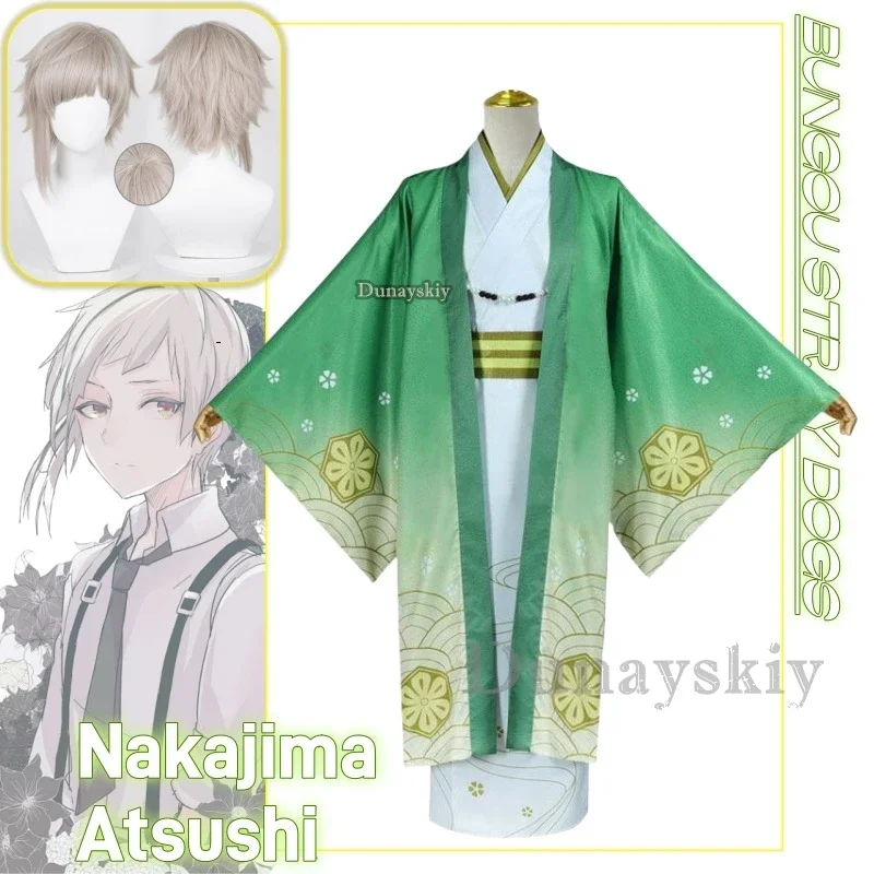 Nakajima Atsushi Anime Cosplay Kostuumkleding Pruik Uniform Cosplay Kimono Performance Jurk Dagelijkse Outfit Halloween Party Cos