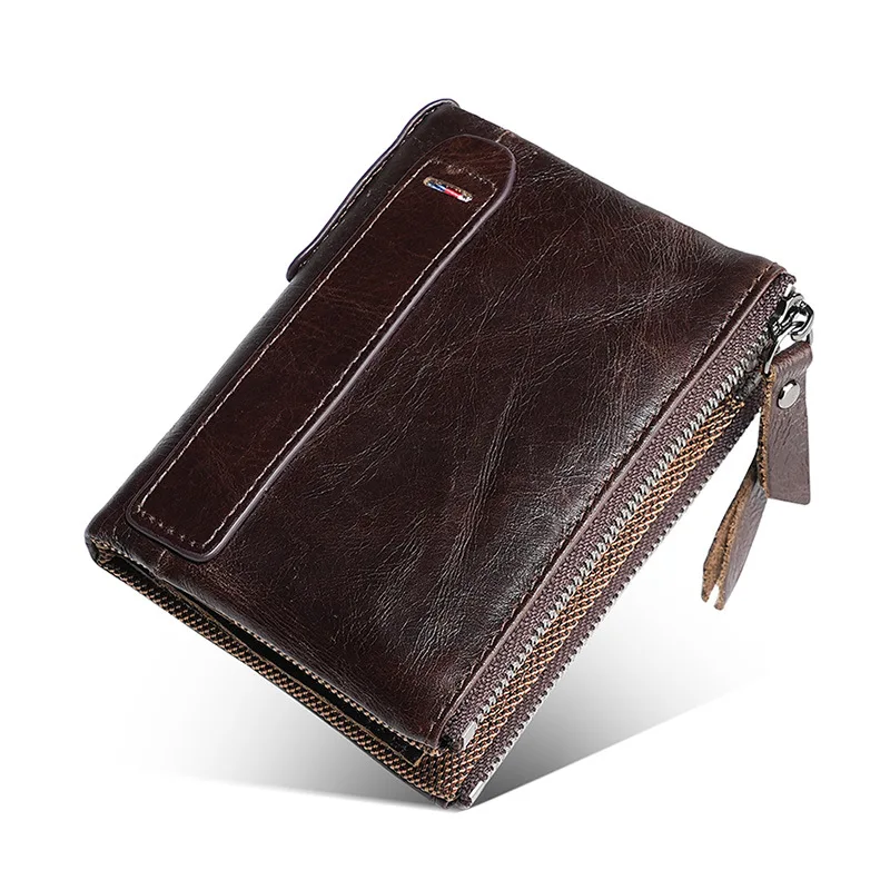 YETTIES Men's Short RFID Leather Wallet, Top Grain Cowhide Card Holder, Compact Bifold Money Clip Purse with Multiple Slots