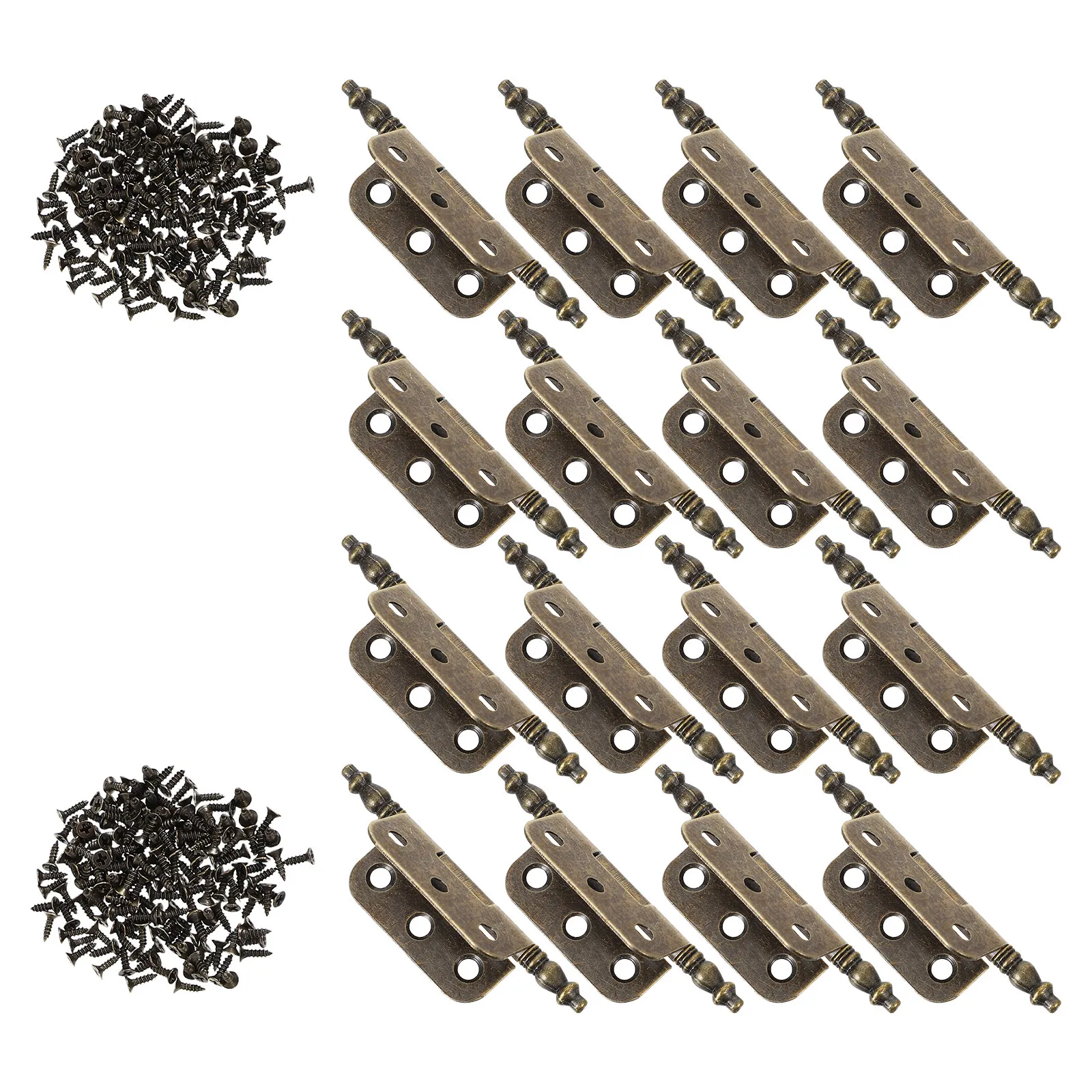 20Pcs Vintage Brass Mini Hinges 2.75x1.4inch 6-Hole Retro Decorative Cabinet Hinges for Jewelry Boxes Woodworking Crafts Small