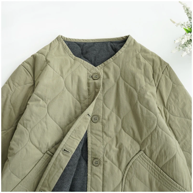 Lightweight Long Sleeved Padded Jacket for Men Women Loose Casual Japanese Retro Single Breasted Clip on Cotton Short Parkas