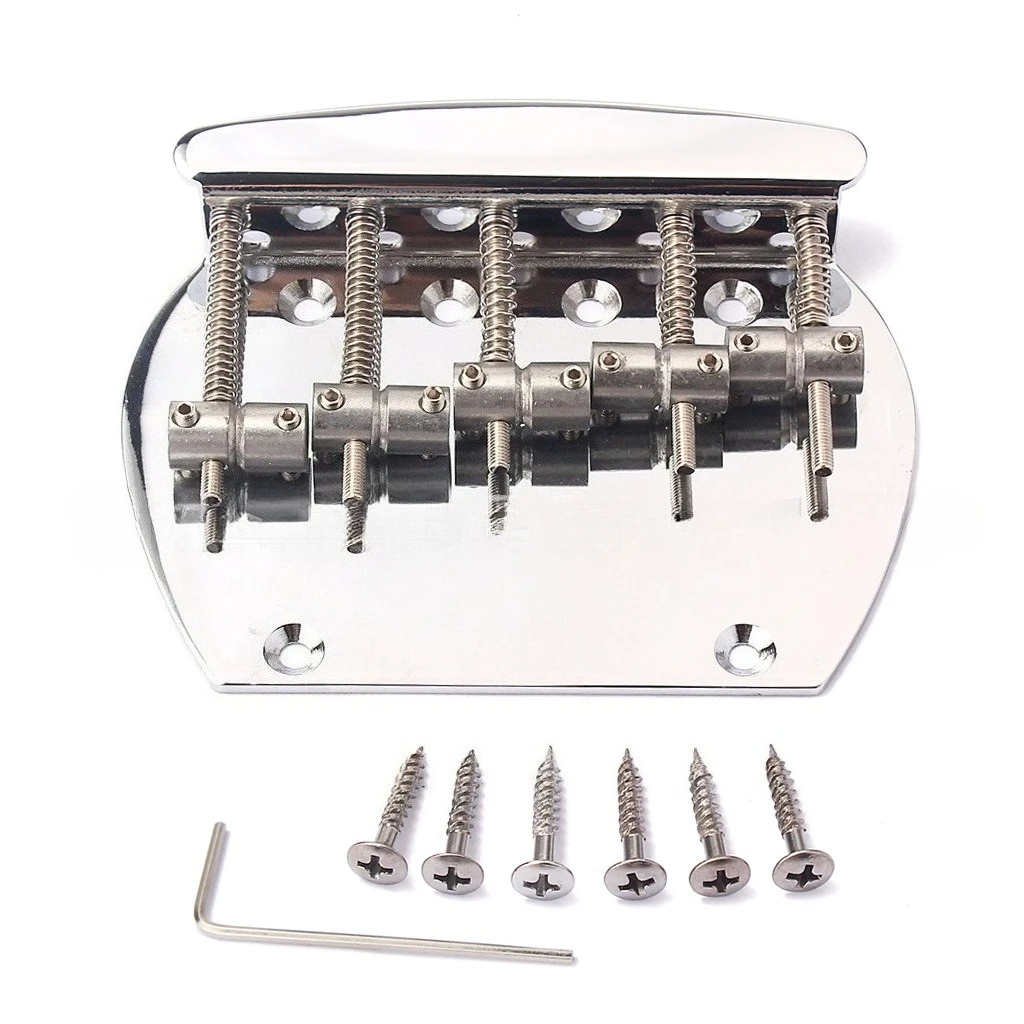 4 String & 5 String Bass Bridge Semi Round Style Electric Bass Tailpiece Bridge with Mounting Screws Hex Wrench Bass