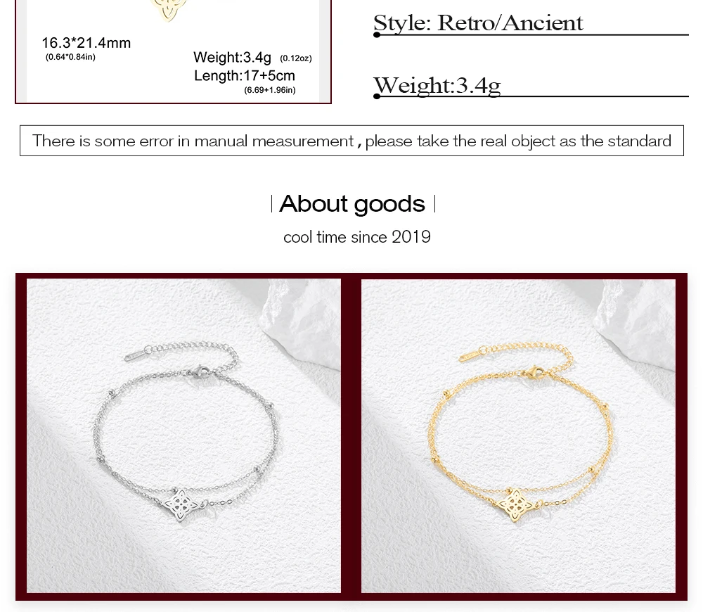 CoolTime Doppelketten-Armbänder mit Hexenknoten für Damen, goldfarben, Schmuck, Schutzsymbol, Geschenk für Liebhaber, 2026 Neuankömmling – Detail 3