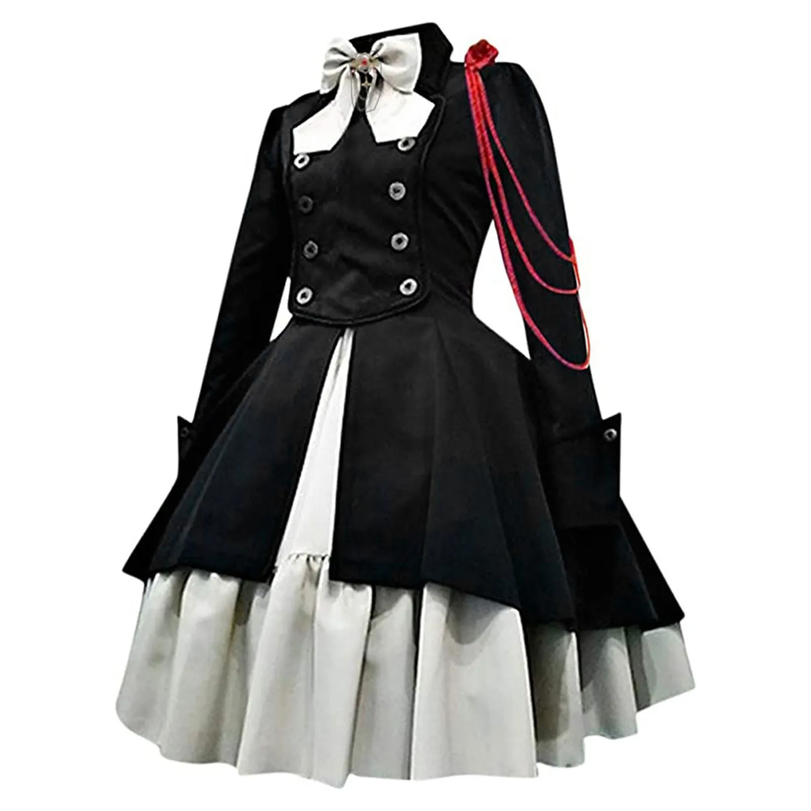 

Women's Court Style Renaissance Vintage Elegant Bow Neck Long Sleeve Ruffled Lace Cosplay Dress Gothic Lolita Party Dresses