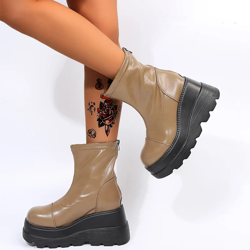 Brand New Ladies INS Hot Chunky Heels Platform Boots Women 2022 Autumn Winter Woman Shoes Fashion Female Motorcycles Boots