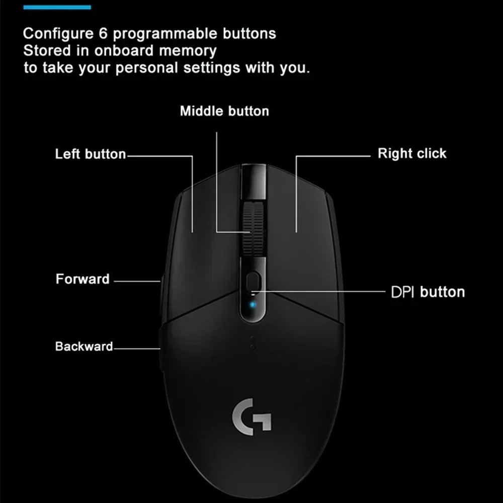 Logitech G304 Computer Gaming 2.4G Wireless Mouse Ergonomic Mouse Tech Engine 12000DPI Esports Game Mouse