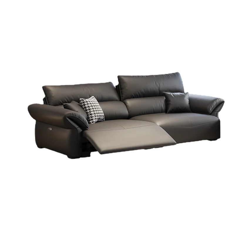 

ZL Electric Leather Sofa Living Room -Style Light Luxury First Layer Cowhide Minimalist Adjustable First Class Sofa