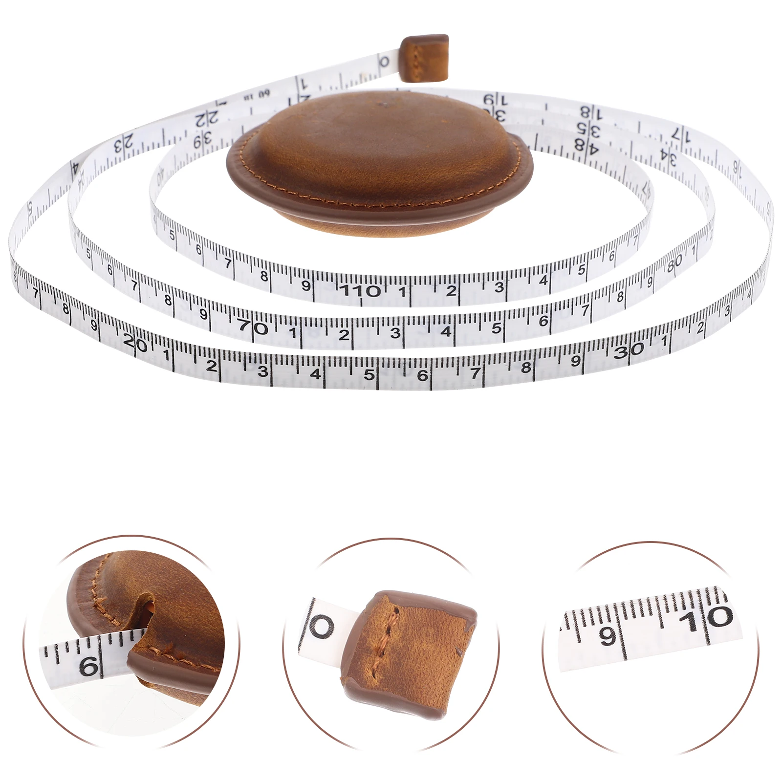 

1pcs Premium Mini Tape Measure Pendant For Body Measurement Keyring Retractable Sewing Tailor Tool Top Layer Cowhide Lightweight
