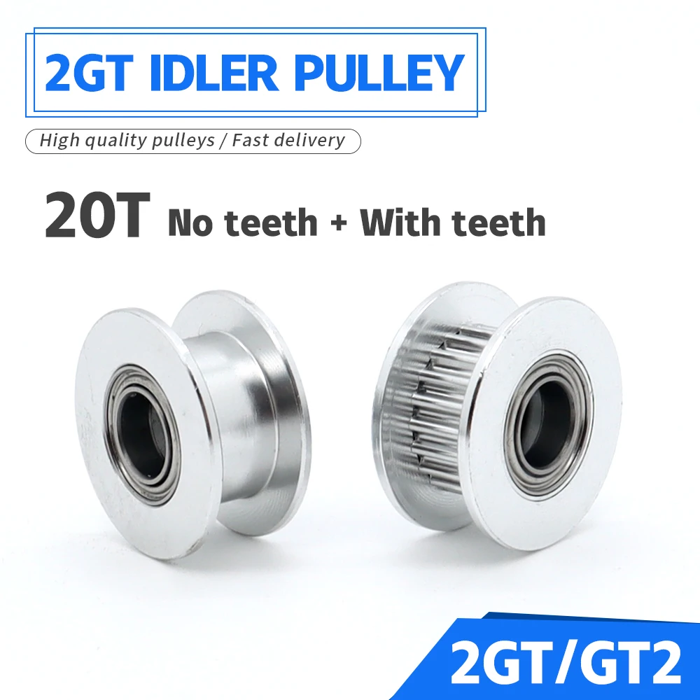 20 zębów 2GT koło pasowe luźne otwór 3/4/5/6/8mm z łożyskiem szerokość paska 6/9/10/15mm koło rozrządu GT2 20T drukarka 3D synchronizacja luźna