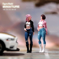 Painted Miniatures 1/87 1/64 1/43 1/24 1/18 Fashionable Cool Girl Pinching Waist Figure Doll Painted Model Scene Decoration Toys