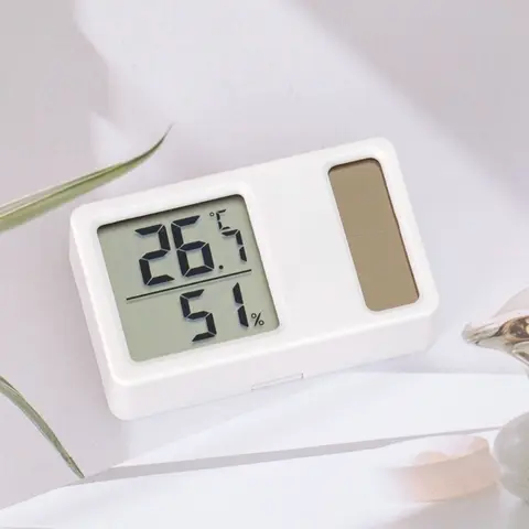 가정용 태양열 스몰 사이즈 습도계 온도계, 데스크탑 디지털 온도 습도 측정 계량기 게이지