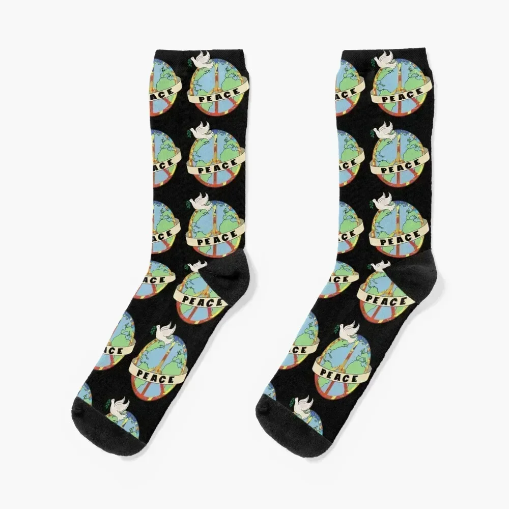 

World Peace, Dove, Peace Sign, Earth Socks gym Novelties designer Socks For Women Men's