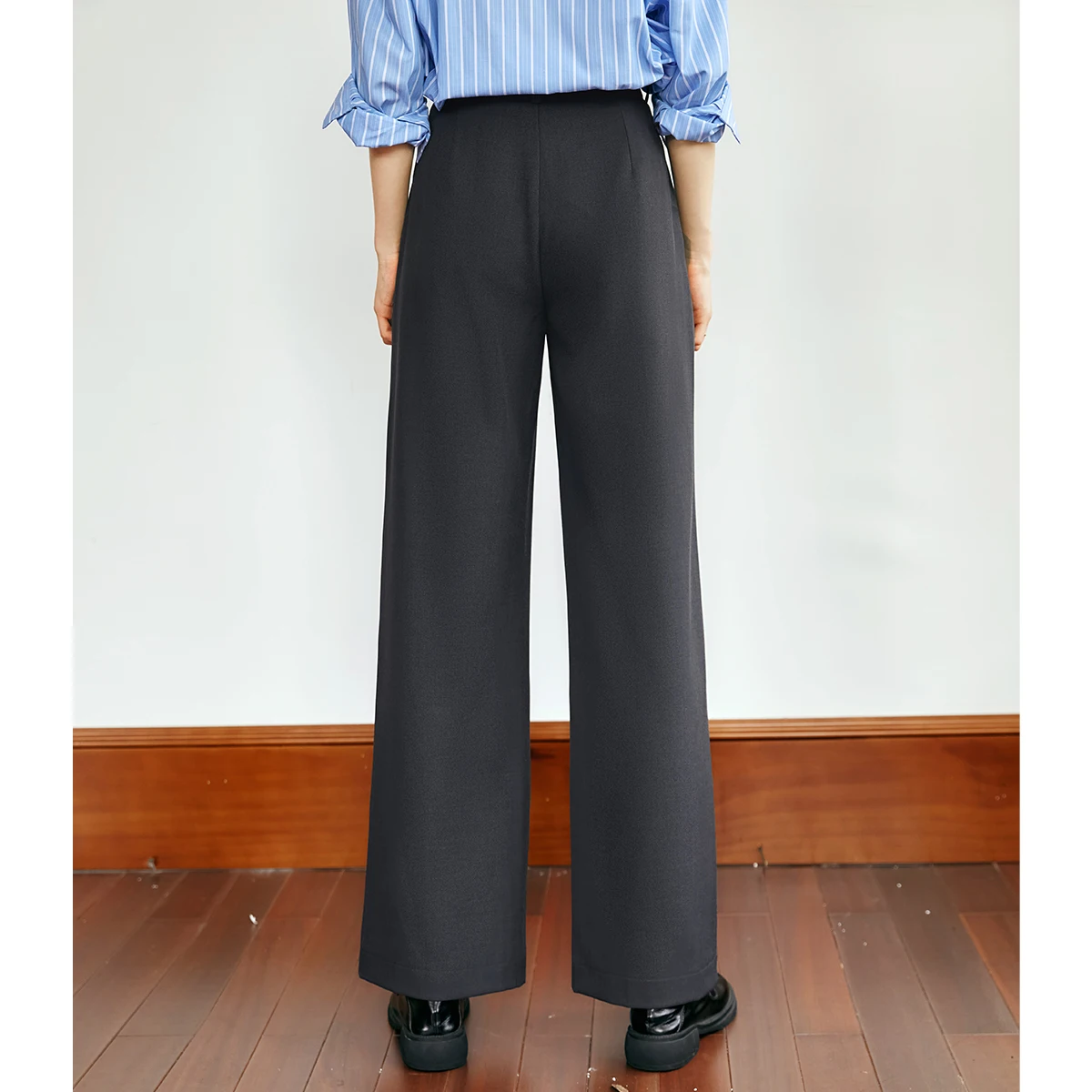 OLrain Gray Dress Pants Women 2025 Autumn Office Lady New High Waist Commuter Loose Straight Wide Leg Woman Trousers M56QK93365
