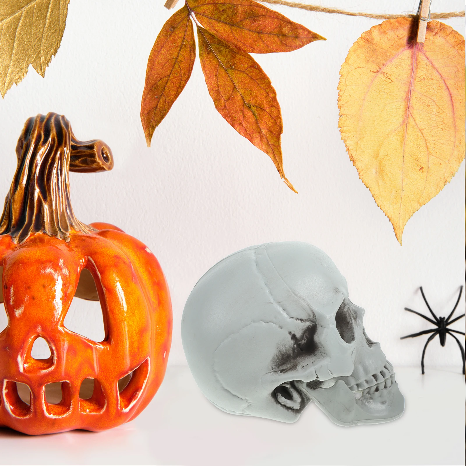 

Halloween Skull Ornament Scary Ghost Party Decor Plastic Bone Masquerade Props Desktop Accessories Bright Lightweight