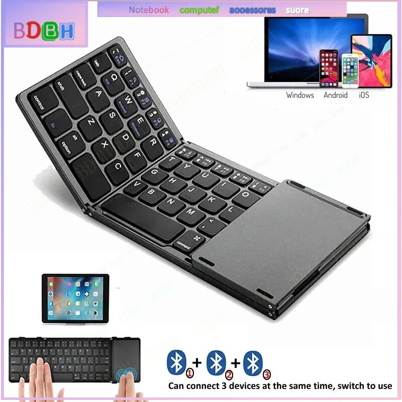 For Mini Folding Wireless Bluetooth Keyboard With Touchpad for Laptop Tablet Phone