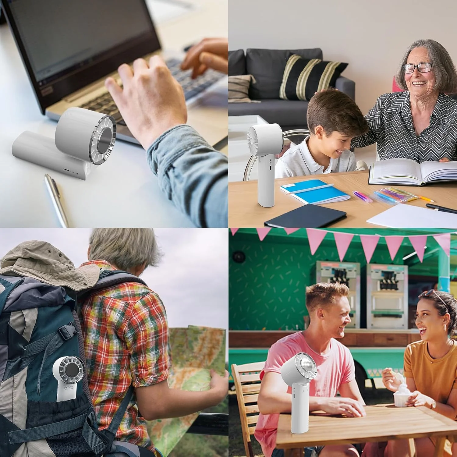 مروحة مكيف هواء صغيرة محمولة باليد، تبريد الثلج مع 3 سرعات للرياح، بطارية مراوح شخصية قابلة لإعادة الشحن عبر USB بقدرة 4000 مللي أمبير في الساعة