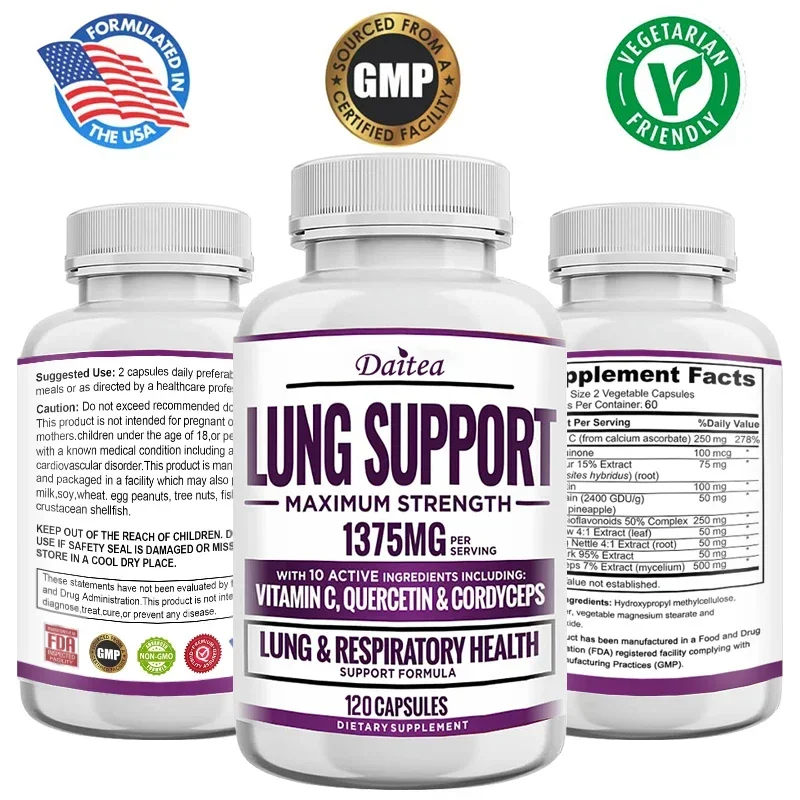 Lung and Breathing Support Supplement - Lung Cleansing and Detoxifying Formula for Bronchial and Respiratory Systems