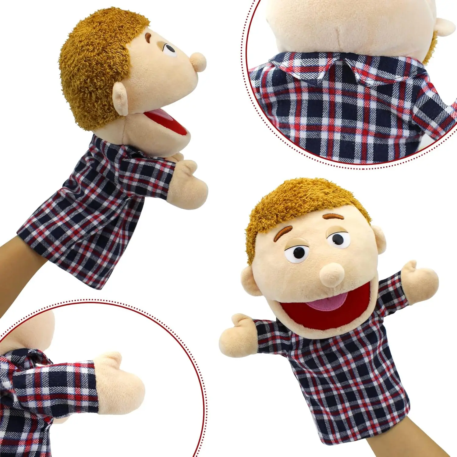 دمى يد الأب - دمى يدوية من القطيفة الناعمة ألعاب رواية القصص التفاعلية للأطفال، اللعب الخيالي