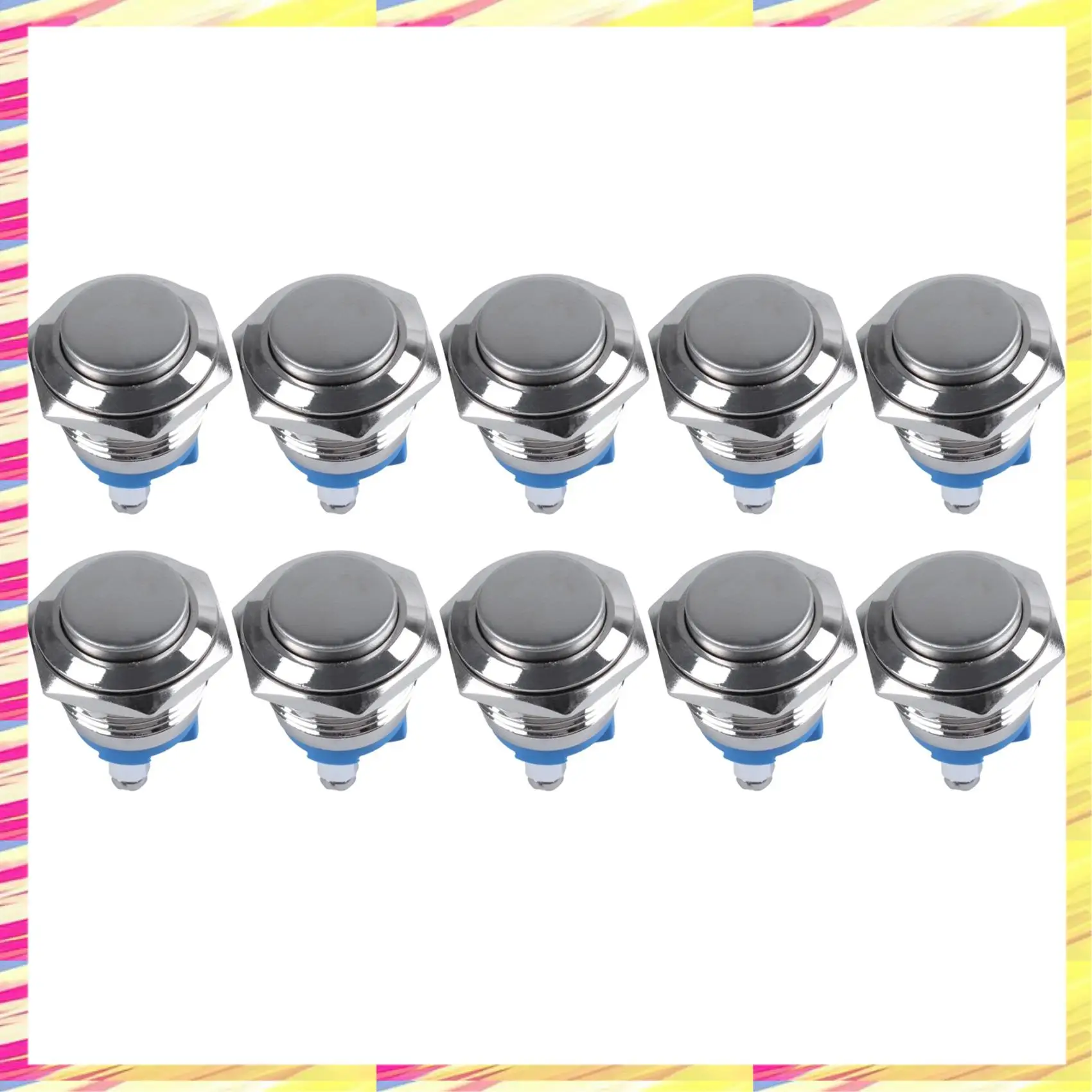 

ABJJ 10X Высокий круглый высокий мгновенный металлический кнопочный переключатель 16 мм